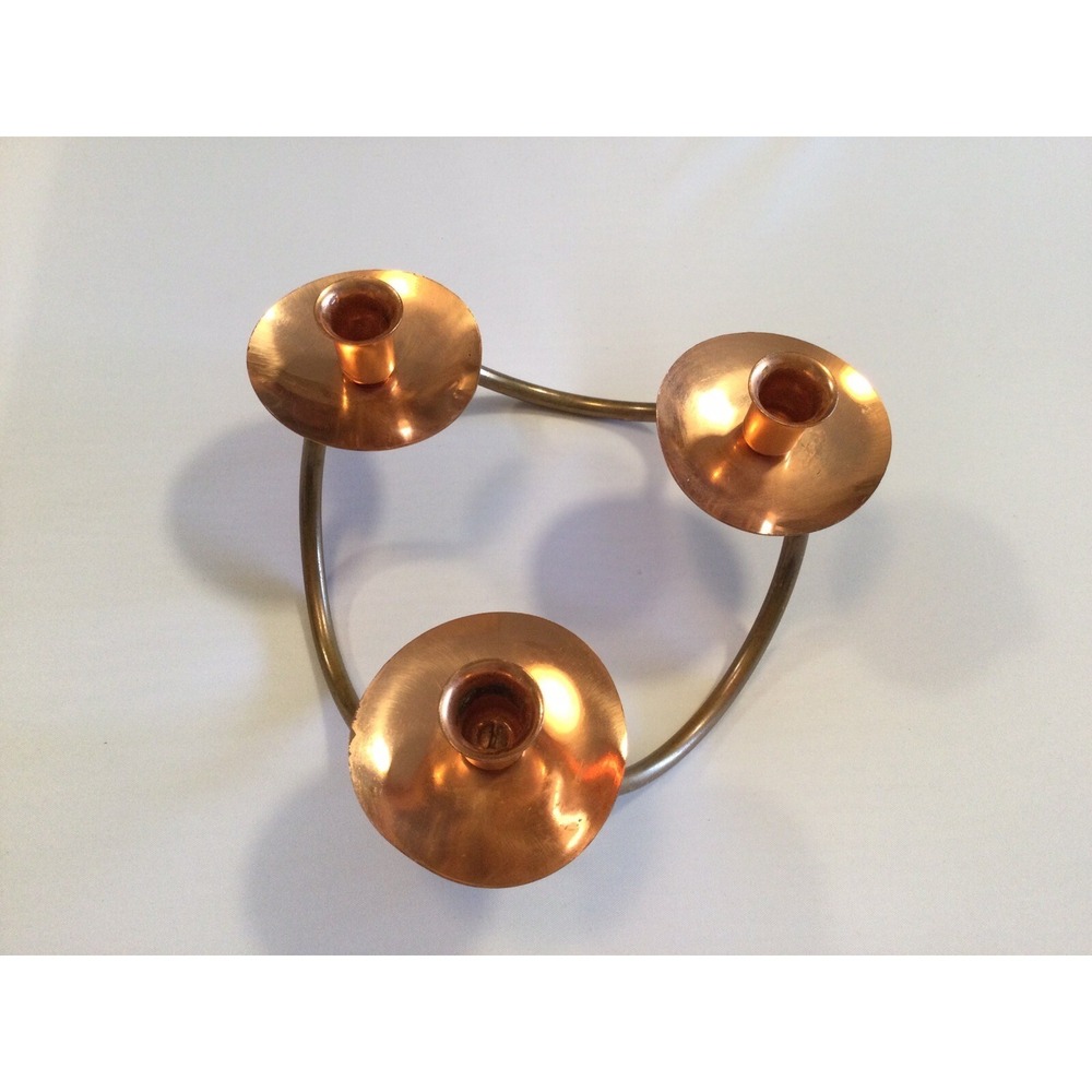 Vintage Copper craft Guild Triple Candleholder